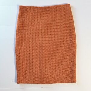Ann Taylor Peach Pencil Skirt Size 2 Cotton Embroidered Zip Back